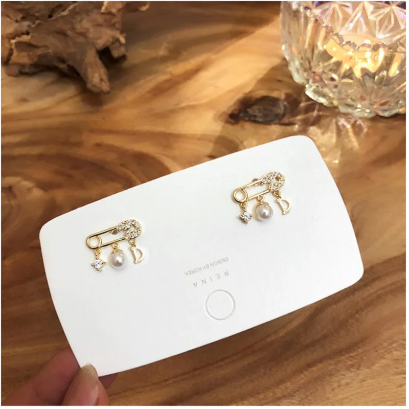

S925 Sterling Silver Pin Metal Gold Geometric Double Square Natural Freshwater Irregular Pearl Stud Earrings For Women Ear Rings