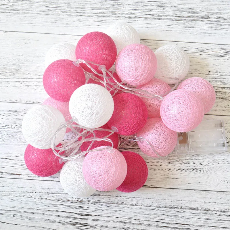 

Cute Multi Color Macaroon LED Light String 20 Lights 3m Cotton Ball Hanging Garland Room Decoration Warm White for Christmas Xmas Tree Bedroom Ornament