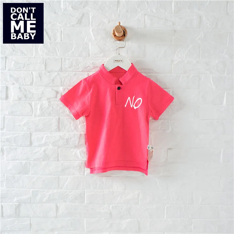 

DON`T CALL ME BABY Boys Summer Red Stand Collar Shirts Children New Cotton Fashion Tops Kids Soft Printed Short Sleeves 91214