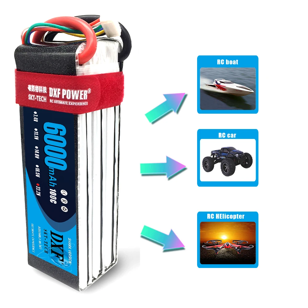 Аккумулятор DXF Graphene 22 2 в 6000 мАч 6S 100C 200C Lipo TRX XT90 EC5 Deans XT60 для лодок 4WD Багги