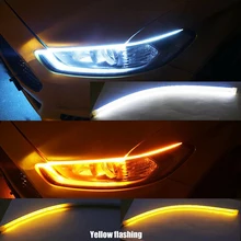 AUTBIC, автомобильные DRL светодиодные полосы, гибкие, плавные указатели поворота, 30 см, 45 см, 60 см, универсальные, автомобильные, ангельские глазки, дневные ходовые огни