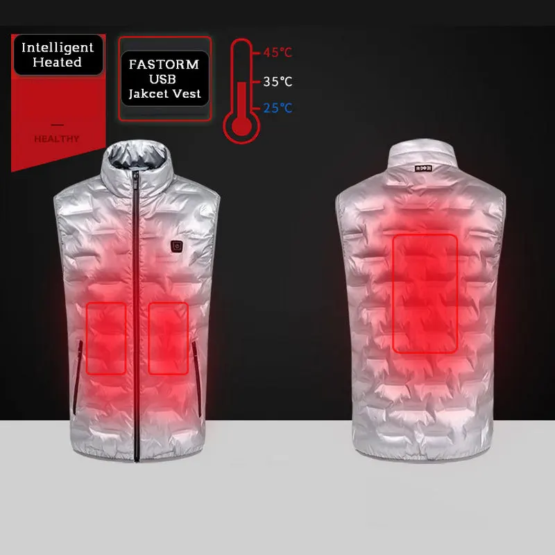 

FASTORM Men USB Electric Battery Nerf Heated Thermal Down Jacket Vest Parka Infrared Heating Winter Jacket Outdoor Sports Hiking