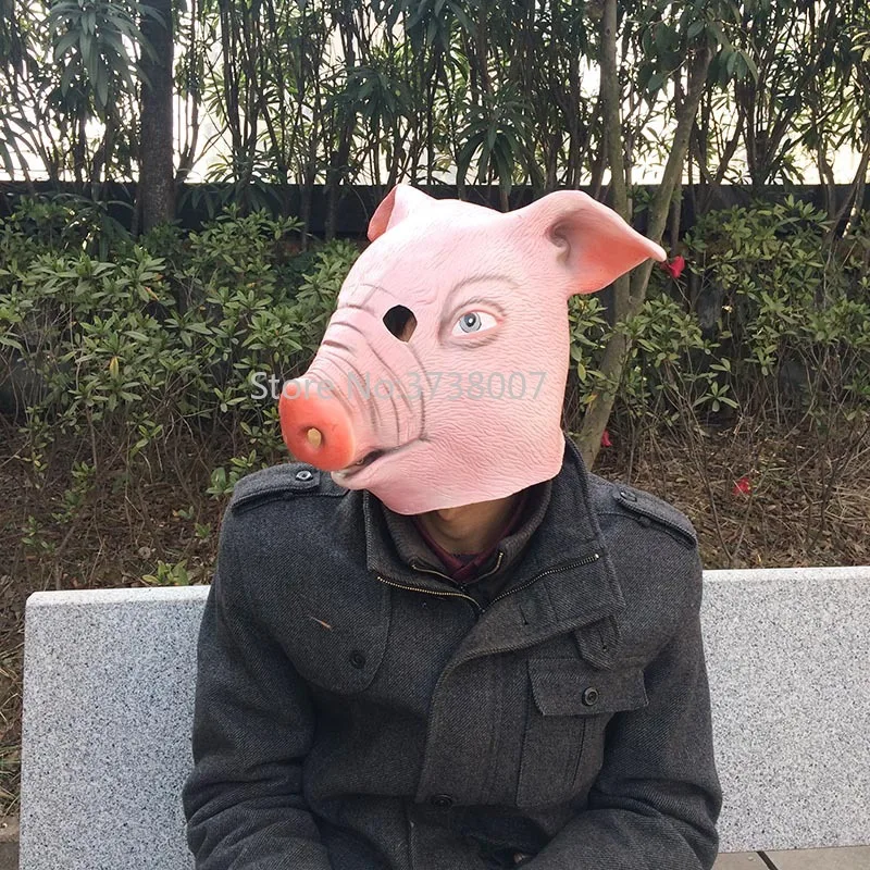 

Caveira Cosplay Costume Latex Festival Supplies 1Pcs Pink Pig Head Scary Masks Novelty Halloween Mask