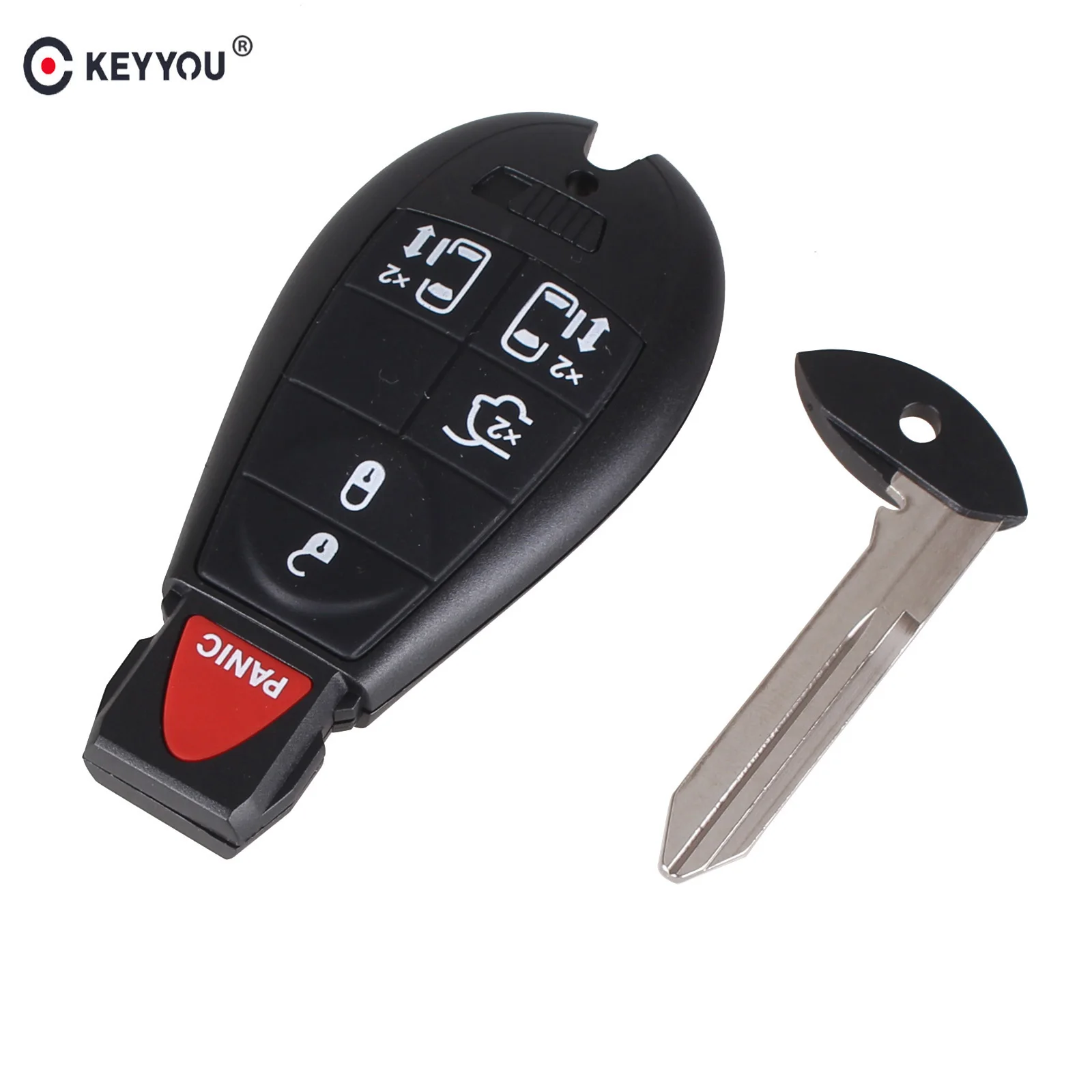 

KEYYOU Remote Key Shell 5 + 1 Panic 6 Buttons For Chrysler Town & Country With Small Key Fob Car Case Cover