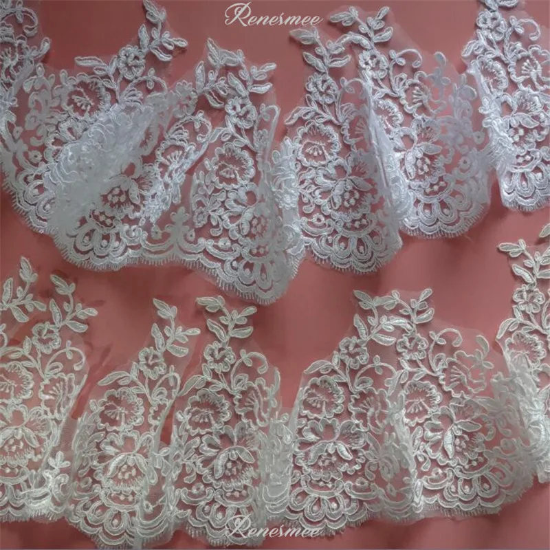 

Delicate 1M White/Ivory Cording Fabric Flower Venise Venice Mesh Lace Trim Applique Sewing Craft for Wedding Dec. 19cm SX36