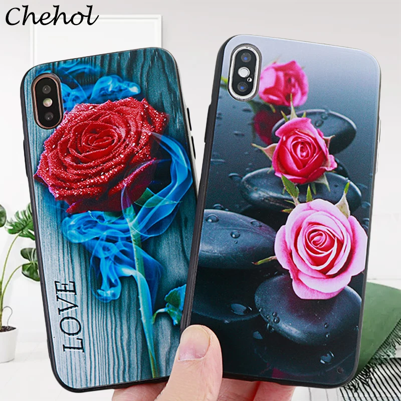 Персонализированные за чехол на айфон X XS MAX XR 6s 7 8 плюс Роза мягкий силиконовый
