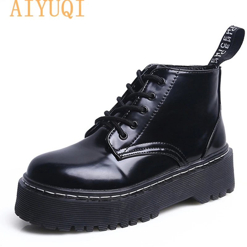 

AIYUQI 2019 autumn new women's Martin boots Europe and the United States tendon thick women's short boots warm women's shoes