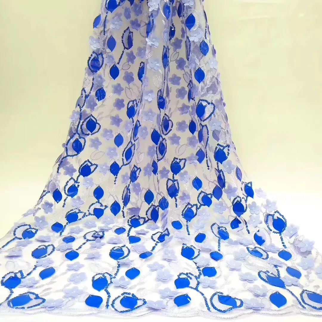 

Beautifical african lace fabric 3d flowers net lace fabric 2019 New arrival sequins embroidery french lace fabric 5yards ML1N771