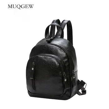 

Women Girl Multifunction simple PU leather Zipper Female Shoulder Bookbags School Bag Cute Fashion Backpack high quality 2019