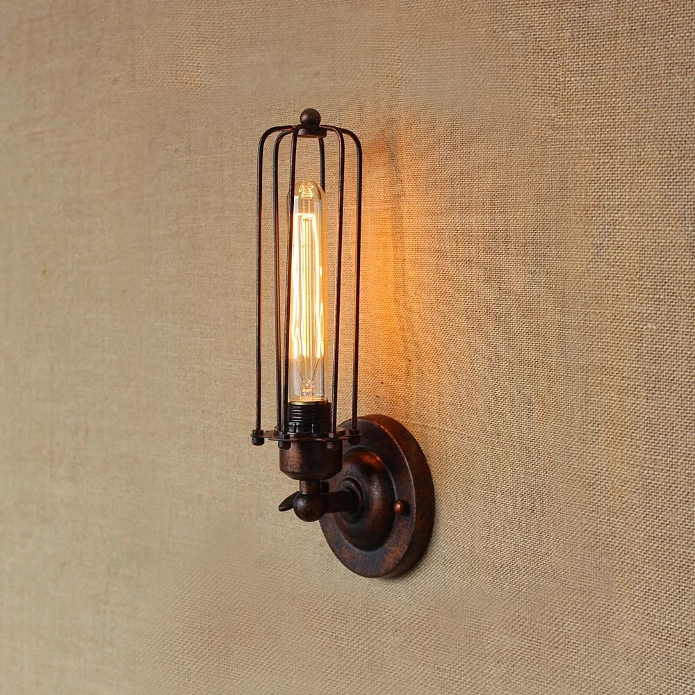 Vintage Industrial Wall Light,Rust Wall Lamp,светильник бра,Loft wall sconce Light Fixture,180°Adjustment,lampshade Up and down