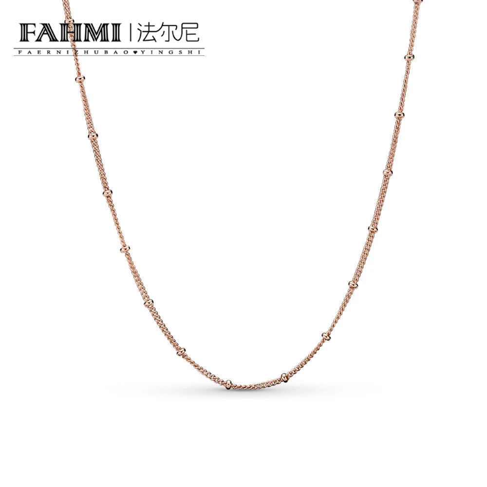 

FAHMI 100% 925 Sterling Silver New 2019 Spring 387210 Basic Rose Beaded Necklace Chain Fit DIY Pendant Clavicle Chain