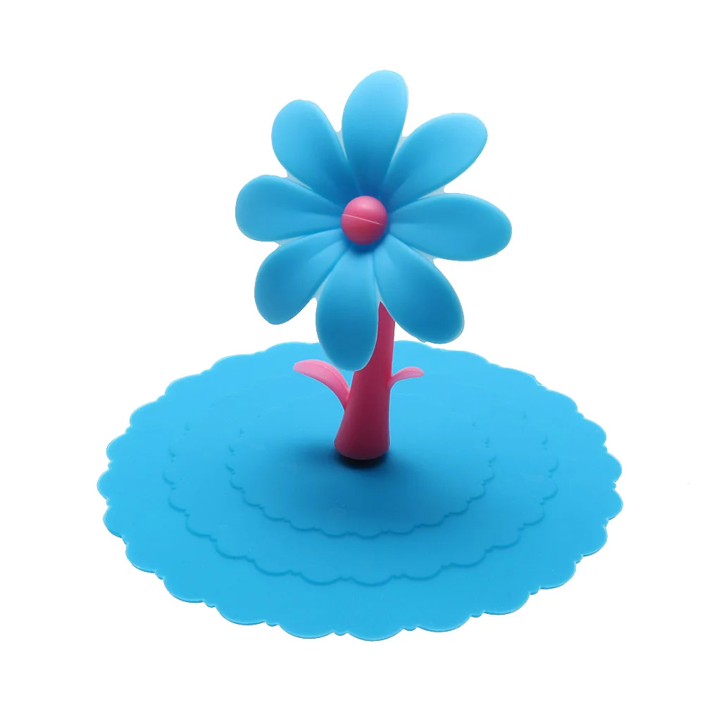 Милый Подсолнух кружева Пылезащитная многоразовая силиконовая крышка чашки DIY сплайсинга теплоизоляция чашка крышка Уплотнение Крышка - Цвет: Синий