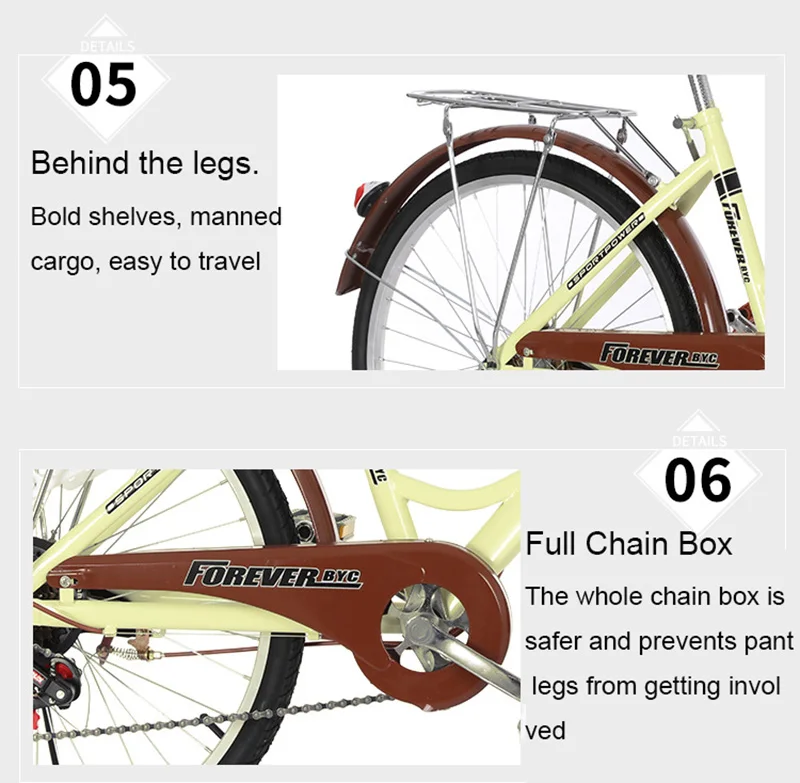Sale 24-Inch Adult Bicycle Men And Women Variable Speed Commuter Bike City Retro Portable Step Princess Student 7
