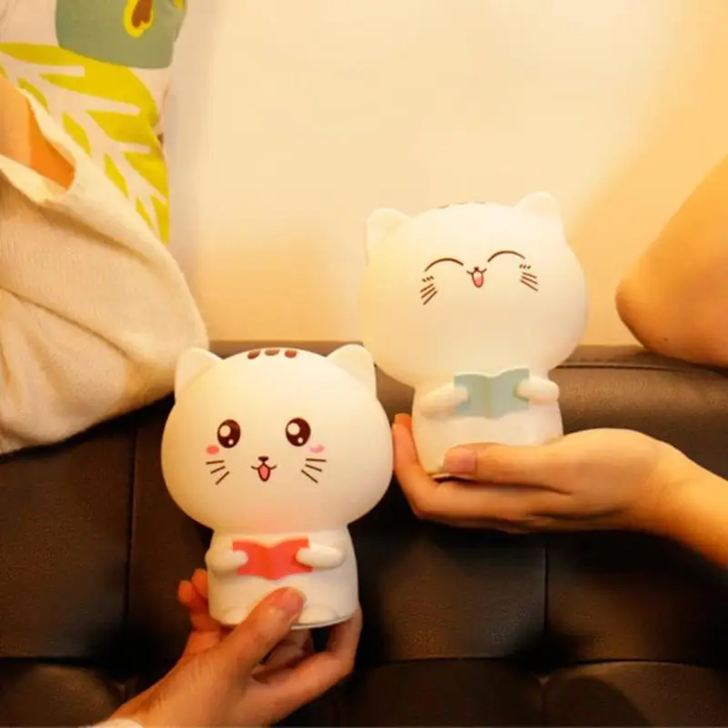 Мультяшный милый Кот силиконовый ночник креативный прикроватный Настольный светильник Домашнее животное детские игрушки Поставки FCI
