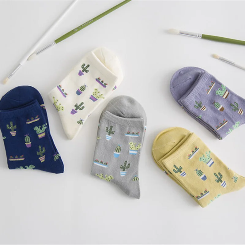 Moonbiffy/1 пара, модные женские носки с кактусами, С КАКТУСОМ, Harajuku, удобные, милые, хлопковые носки для девочек