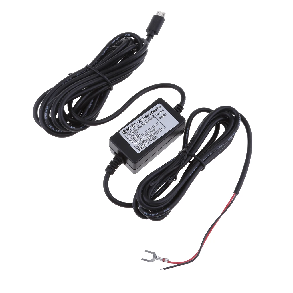 Micro USB Hard Wire Auto Charger Cable Kit 12V-35V to 5V for Dash Cameras GPS Auto DVR Power 3.5m