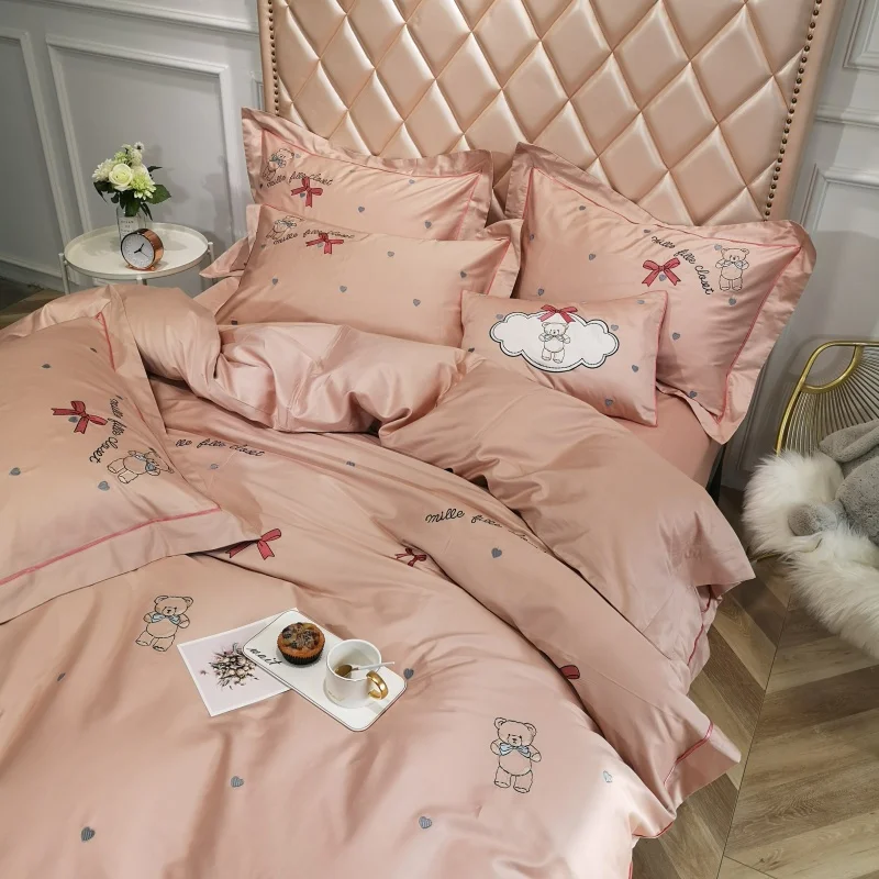 Waliicorners Home Bedding Sets brown egyptian cotton Soft duvet Cover embroidery Bed Set pillowcase King size Queen size 4pcs 36 IMG_20190113_105648