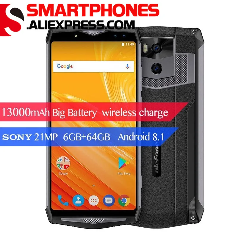 

Ulefone Power 5 6.0" FHD + 18:9 4G Smartphone MTK6763 Octa Core Face ID Android 8.1 6GB+64GB 21MP 13000mAh Wireless charger