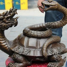 USPS в США s3334 дома фэн-шуй богатство базальтовых змея Дракон Черная черепаха Медь статуя