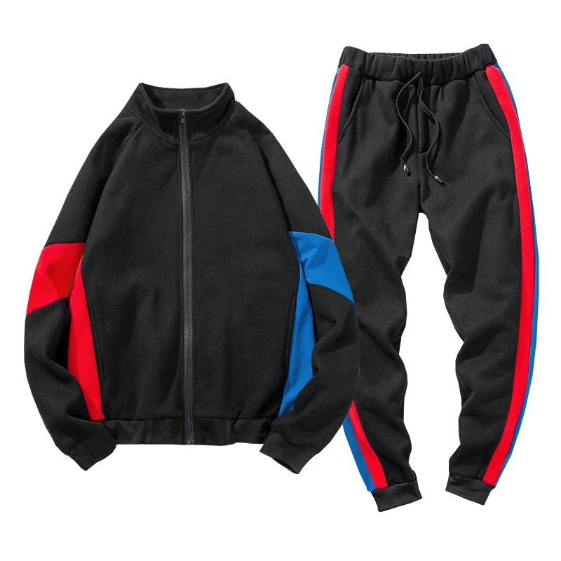 Loldeal Cotton men's sportswear men sports suit sweatshirt + pants