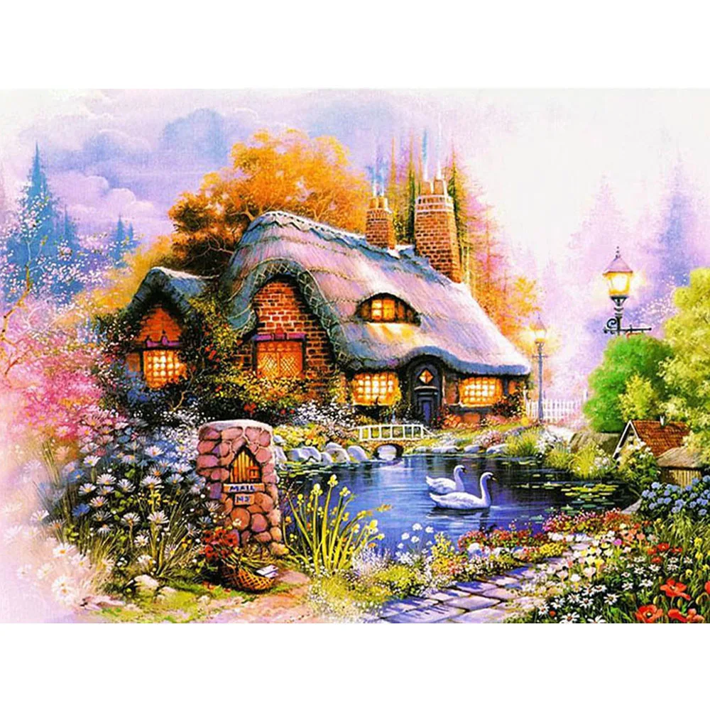ZOOYA 5D DIY Diamond Embroidery Scenic Cottage Painting Diamond Mosaic Daisies Round Handmade Diamond Cross Stitch Scenic R029 ZOOYA 5D DIY Diamond Embroidery Scenic Cottage Painting Diamond Mosaic Daisies Round Handmade Diamond Cross Stitch Scenic R029