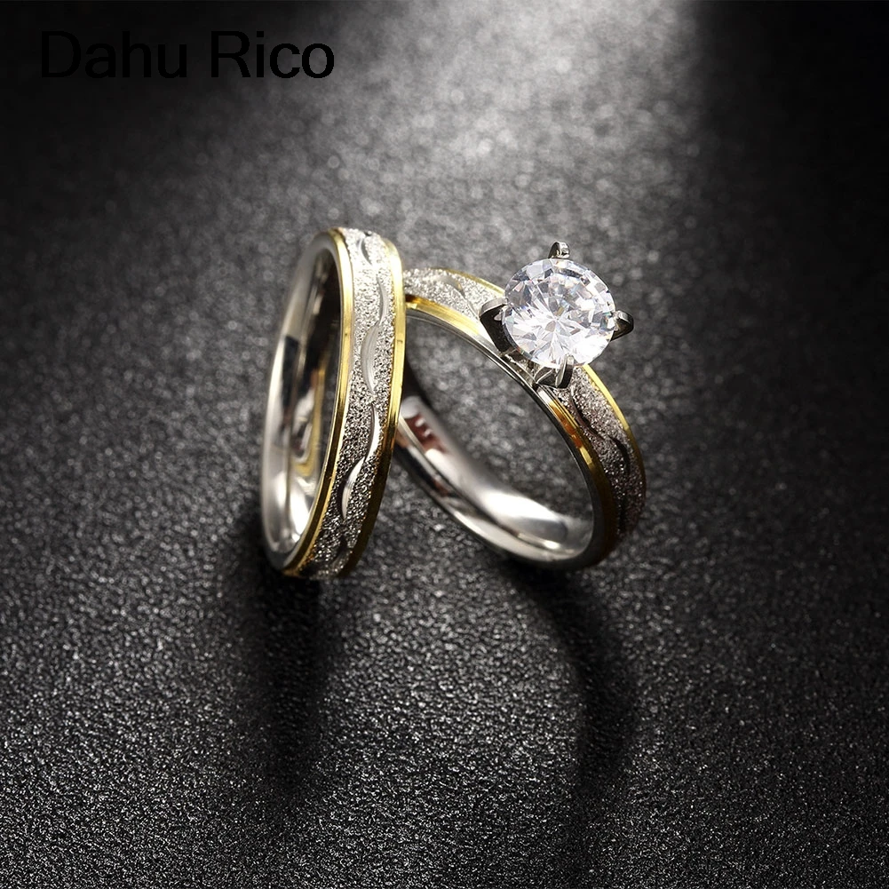 wedding rings pair stone ring cubic zirconia ring zirconia mujer dark souls #da143 tungsten 316L stainless steel Dahu Rico Ring