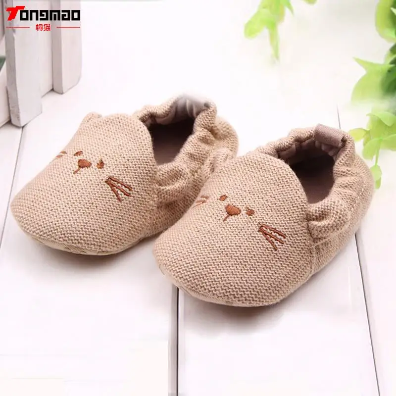 New Cute Baby Boy Girl Knitted Cotton Crib Shoes Infant Toddler Newborn Cartoon Elastic First Walkers Soft Slipper Crib Shoes