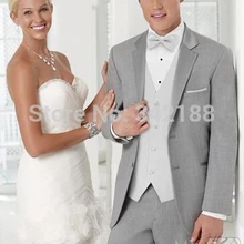 Новые смокинги для жениха на заказ светло-серые сатинированные лацкан шафер жених мужские свадебные/выпускные костюмы Жених(куртка+ брюки