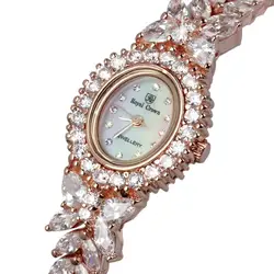 Королевская корона ювелирные изделия женские часы зубец Установка кубический циркон Роскошный Полный Кристалл перламутр леди часы