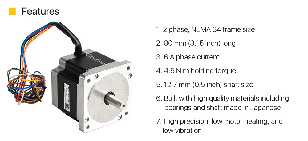 Leadshine 2 фазы шаговый двигатель 86HS45 для NEMA34 6A длина 80 мм вал 12,7 мм