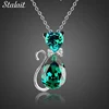 Cute Cat Pendant Necklace For Women Heart Crystal Jewelry Austrian Crystal Clavicle Chain Necklace ► Photo 1/6