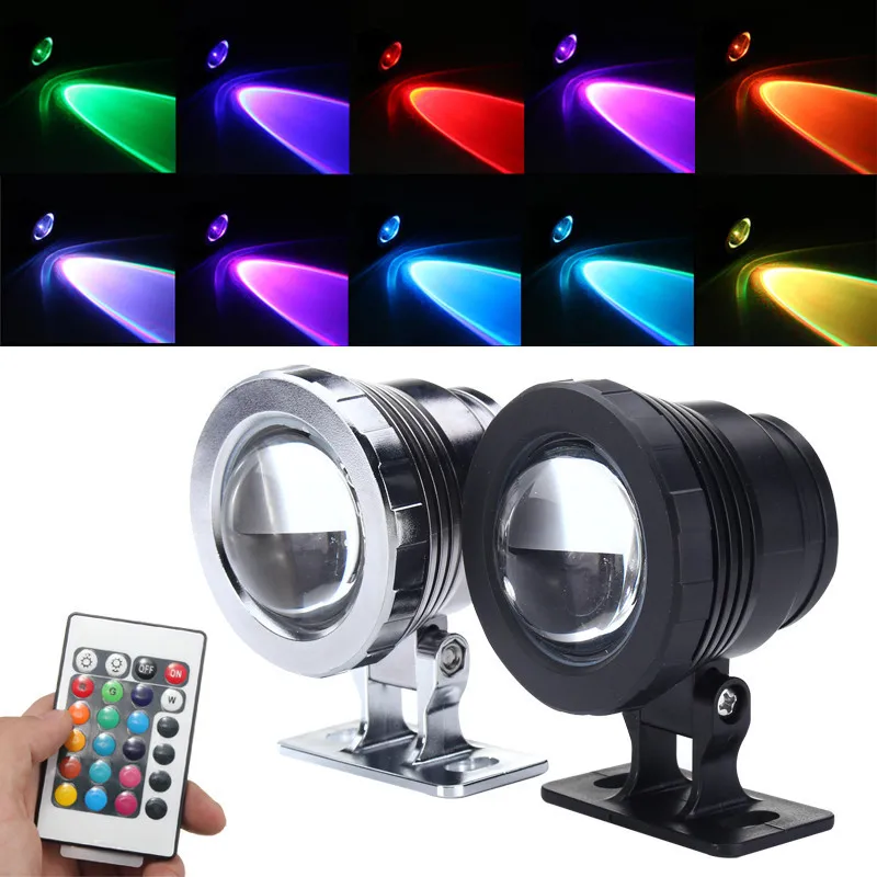 

10W RGB LED Light Fountain Pool Pond Spotlight Underwater Lighting Waterproof + Remote Kit EU Plug