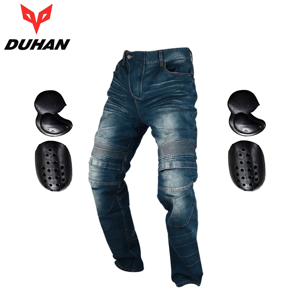

DUHAN Windproof Motorcycle Racing Jeans Casual Pants Men's Motorbike Motocross Off-Road Knee Protective Moto Jeans Trousers CE