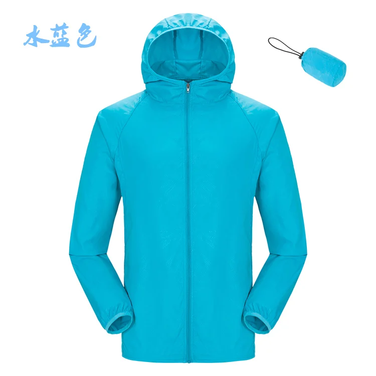Складная быстросохнущая походная куртка, летняя ветровка, водонепроницаемая ветрозащитная тонкая куртка с капюшоном для пешего туризма - Цвет: 09