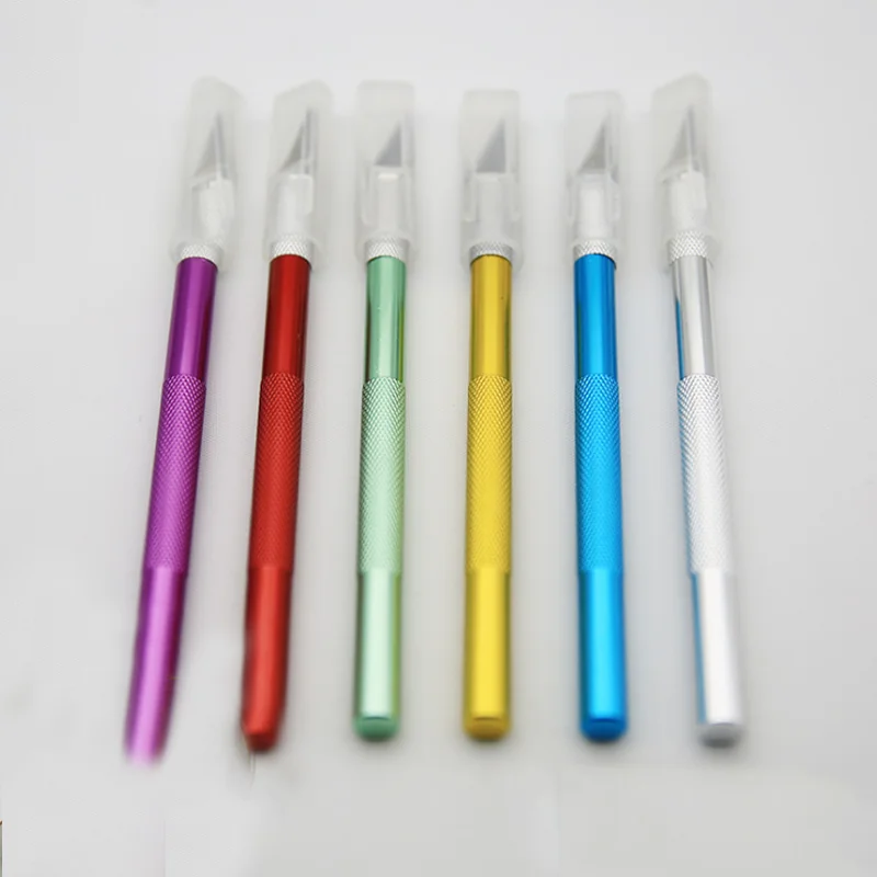 

1 Pcs Cute Metal Handle Scalpel Blade Knife Wood Paper Cutter Craft Pen Engraving Cutting Supplies DIY Stationery safe Knife