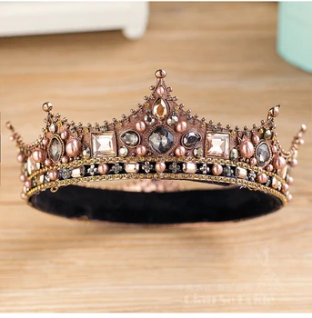 

Handmade Pearl Bridal Hair Accessories New Tiara Head Piece Crystal Head piece Women Queen Rhinestone Pageant Tiaras and Crowns