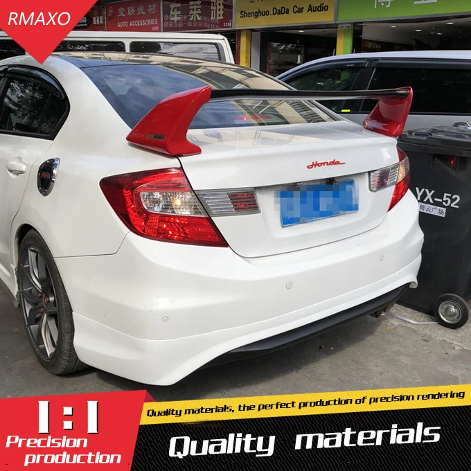 

For Civic FD2 Spoiler High Quality ABS Material Car Rear Wing Primer Color Rear Spoiler For Honda Civic Spoiler FD2 2012-2015