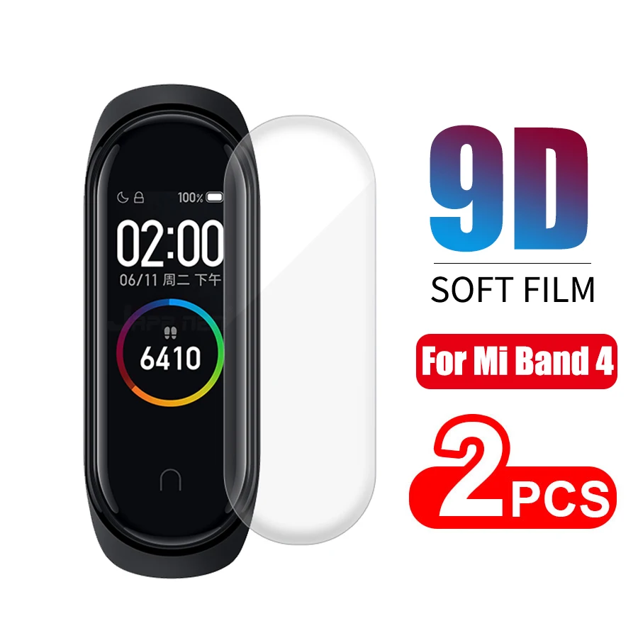 2 шт. Защитная пленка для Xiaomi Mi Band 4 3 умный Браслет на весь экран Защита Гидрогелевая пленка не закаленное стекло