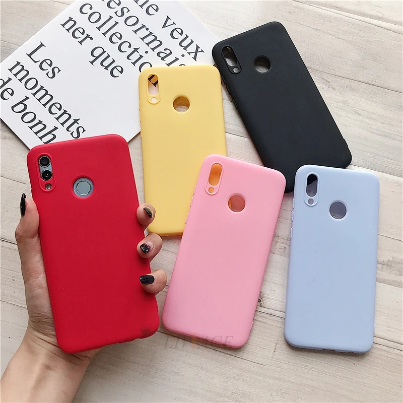 

matte silicone phone case on for huawei P smart / psmart plus y7 y9 2019 2018 honor 10i candy color soft tpu back cover fundas