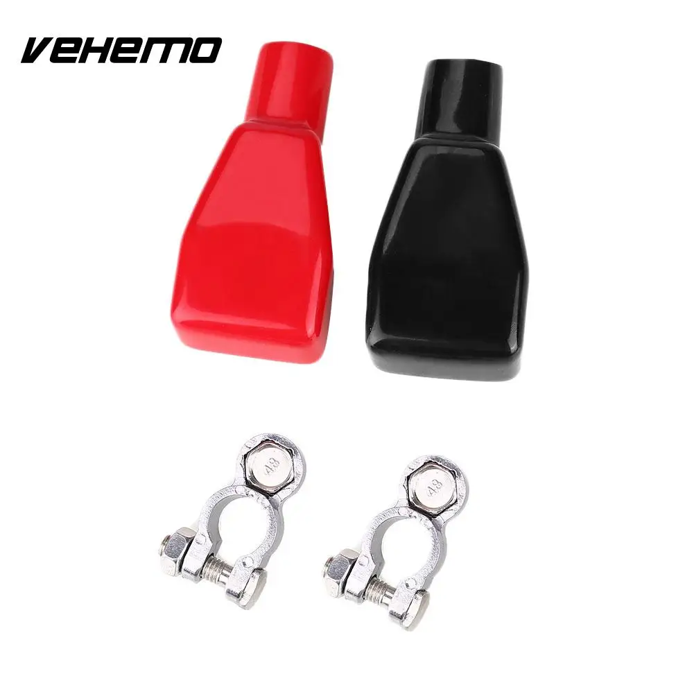 

2Pcs Car Ship Heavy Duty Hex Battery Terminal Clamp Connector With Cover