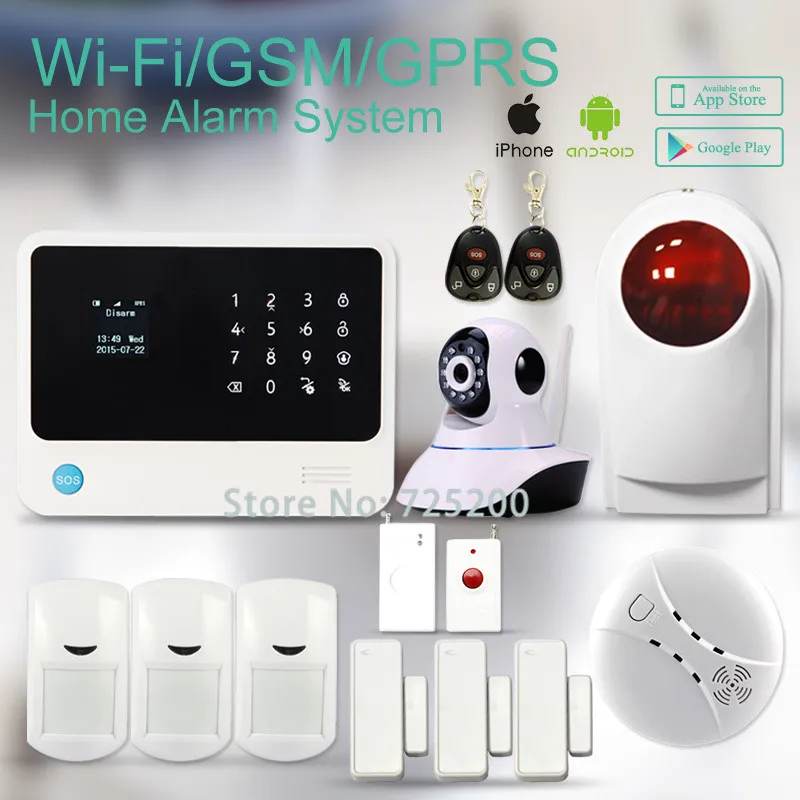 APP controlled wireless security home gsm wifi alarm system G90B smart