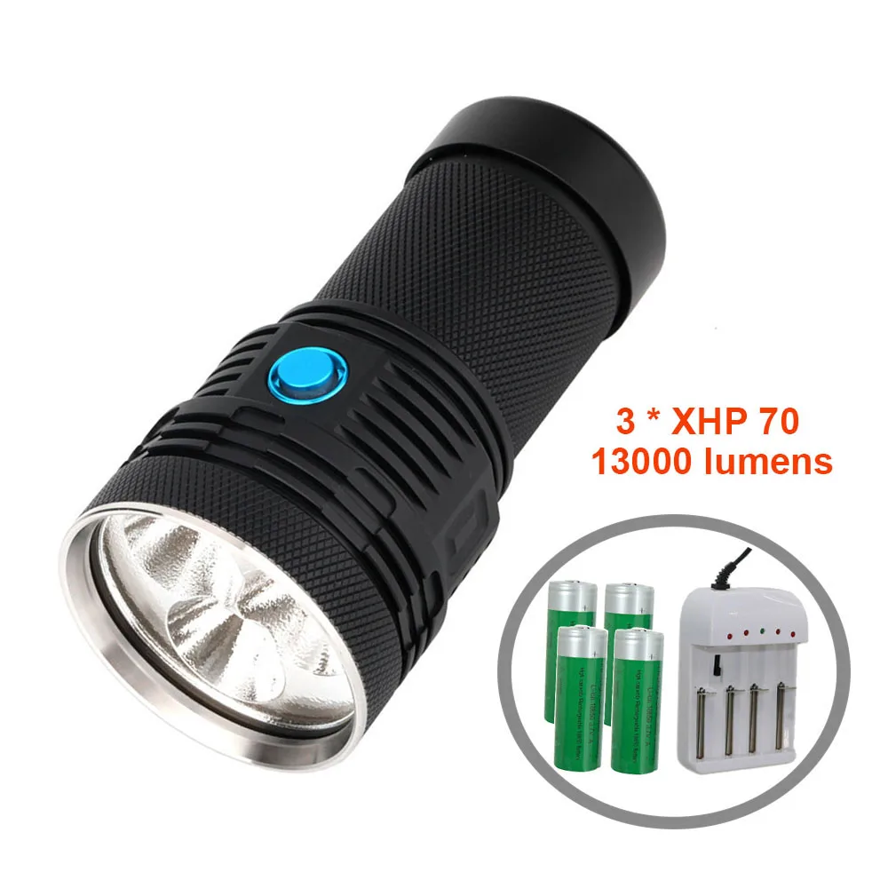 XHP 70 светодиодный светильник-вспышка, жесткий светильник, тактический фонарь, 13000 люменов, 4x18650, аккумулятор, перезаряжаемый, для улицы, кемпинга, светодиодный светильник-вспышка - Испускаемый цвет: C x13000LM  4euHG4