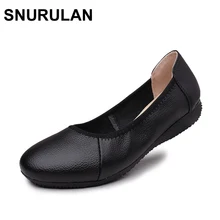 SNURULAN/Модные балетки из натуральной кожи; женские туфли на плоской подошве с острым носком; однотонные черные туфли с закрытым носком; мягкая офисная обувь для беременных