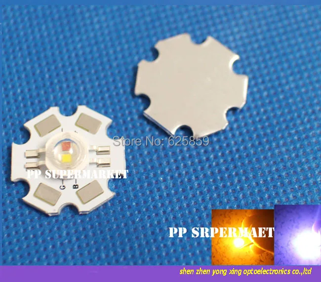 

10pc 3W High Power Mixed Color LED Yellow 585 + White 6000k Chip+star pcb