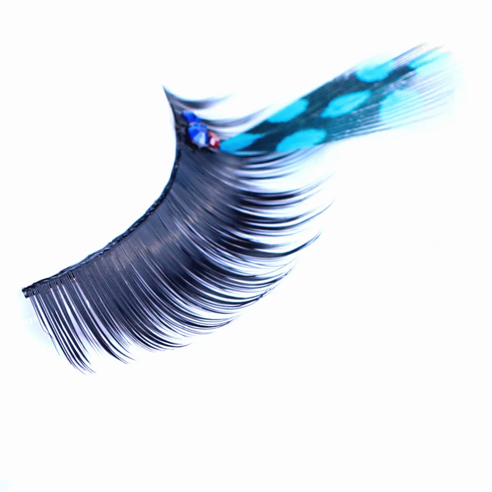 2 pairs Green Feather Eyelashes, Feather Strip Lashes for Stage makeup, Exaggerated false