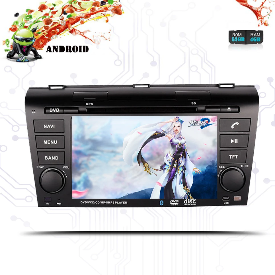 IPS экран Android 10.0Car DVD мультимедийный плеер для Mazda 3 2004 2005 2006 2007 2008 2009 с WiFi Bluetooth радио