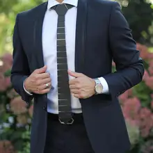 GEOMETIE ручной работы геометрическая форма широкие полосы шеи галстуки черный матовый