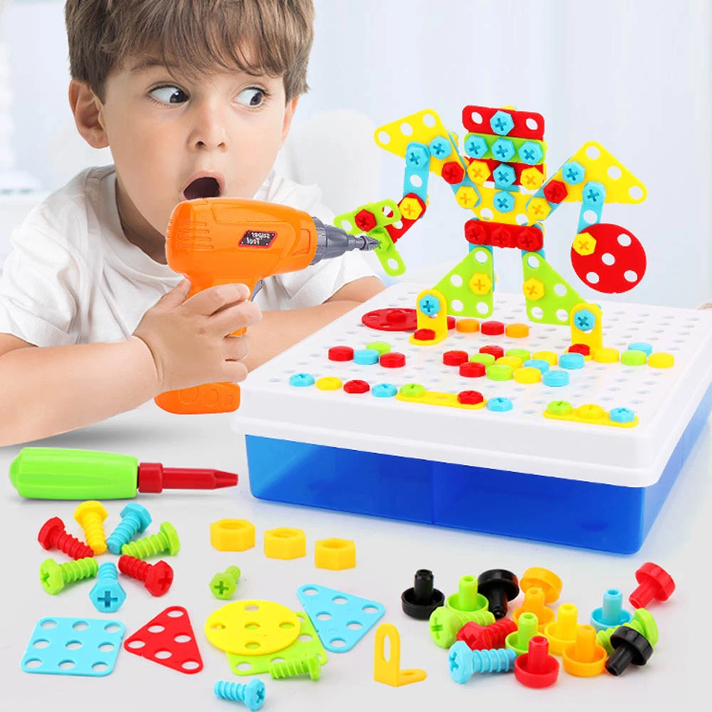 Mainan Anak Anak Latihan Mainan Pendidikan Diy Sekrup Set Mainan Kit Plastik Laki Laki Puzzle Mosaik Desain Mainan Konstruksi Teka Teki Aliexpress