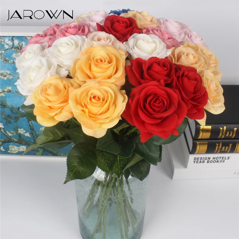 

JAROWN Artificial Real Touch Hand Feel Rose Latex Flowers For Valentine's Day Preparation Wedding Decoration Home Decor