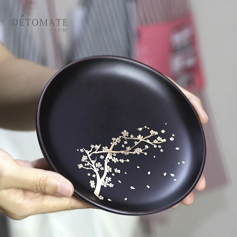 

Dish Wood Plates Creative Cherry Blossom Steak Dessert Tray Kitchen Dinner Plates Home Decor Tableware